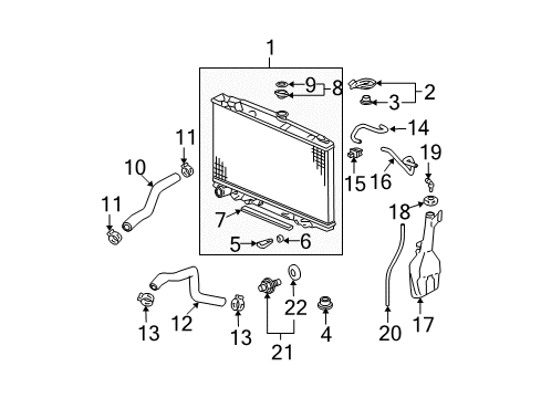 2009 Acura MDX Radiator & Components Tube A, Reserve Tank Diagram for 19104-RYE-A00