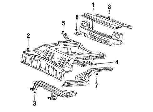 1994 Hyundai Scoupe Rear Body Member Assembly-Rear Floor, Center Diagram for 65550-23100