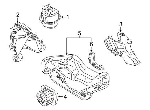 2008 BMW X6 Engine & Trans Mounting Engine Mount Bracket Right Diagram for 22116780146