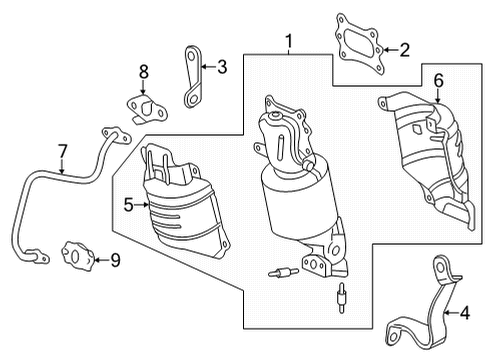 2022 Acura MDX Exhaust Manifold Cover Complete B, Rear Diagram for 18123-61A-A00