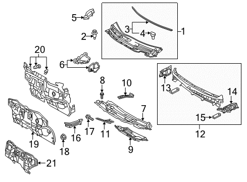 2015 Toyota Prius V Cowl Insulator Diagram for 55210-47120