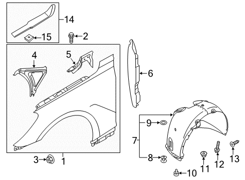 2017 Genesis G90 Fender & Components Clip-Trim Mounting Diagram for 85859-B1000