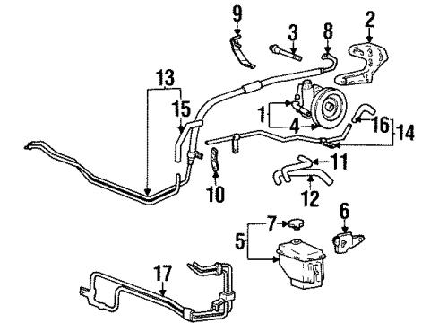 1996 Hyundai Elantra P/S Pump & Hoses, Steering Gear & Linkage Reservoir Assembly-Power Steering Diagram for 57150-29001