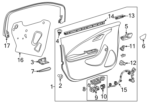 2015 Chevrolet Volt Interior Trim - Front Door Upper Molding Diagram for 22785436