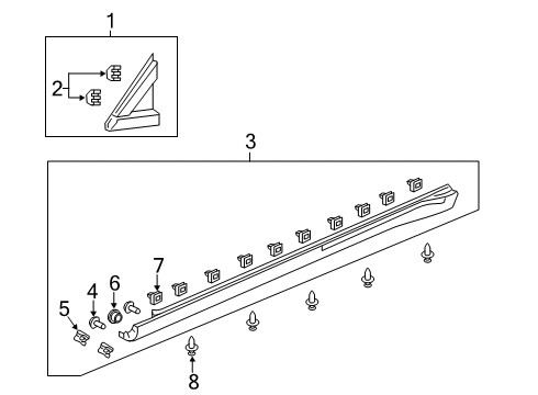 2021 Honda Clarity Exterior Trim - Pillars Garn R, FR. Corn Plr Diagram for 75490-TRT-A11