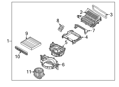 2019 Hyundai Kona Electric A/C & Heater Control Units Case-Blower, UPR Diagram for 97111-K4000