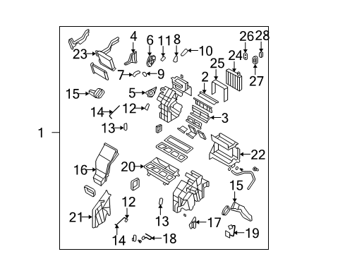 2008 Hyundai Santa Fe A/C Evaporator & Heater Components Duct-Shower, RH Diagram for 97282-2B000