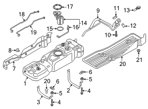 2021 Ford F-150 Fuel System Components Filler Tube Diagram for 8U5Z-17B068-J