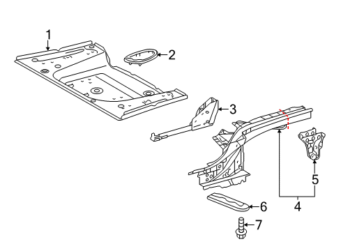 2013 Scion iQ Rear Body - Floor & Rails Side Support Diagram for 51105-74010