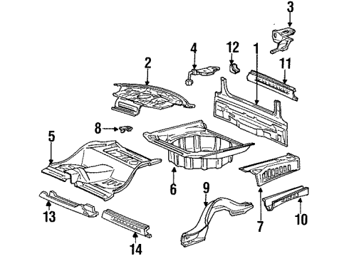 1991 Lexus LS400 Rear Body Member,Center Floor Cross Diagram for 58201-50904