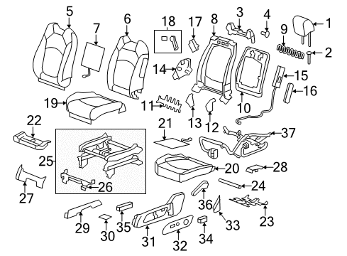 2010 Buick Enclave Driver Seat Components Plate-Driver Seat Adjuster Switch Mount *Medium Cashmere Diagram for 20781915
