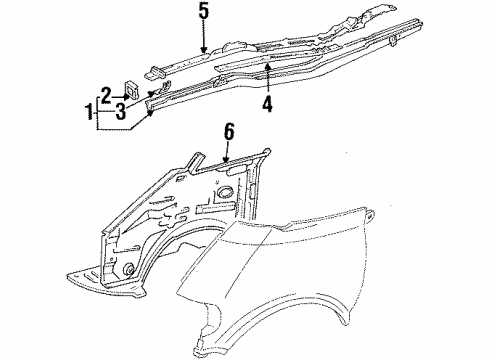 1994 Toyota Previa Structural Components & Rails Apron Assembly Diagram for 53702-28220