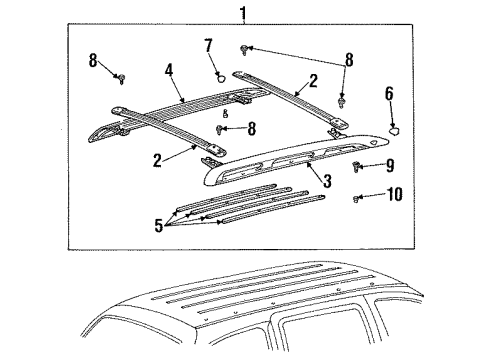 1998 Ford Windstar Luggage Carrier Hardware Kit Diagram for -N803763-S100