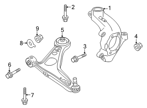2021 Nissan Rogue Front Suspension Components Knuckle Spindle-LH Diagram for 40015-6RA0A