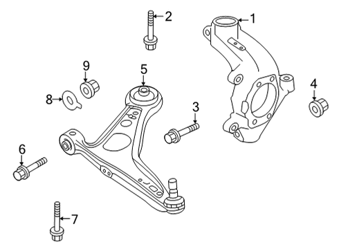 2021 Nissan Rogue Front Suspension Components Knuckle Spindle-LH Diagram for 40015-6RR0A