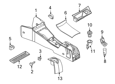 2008 Saturn Astra Center Console Console, Front Floor *Anthracite Diagram for 13186362