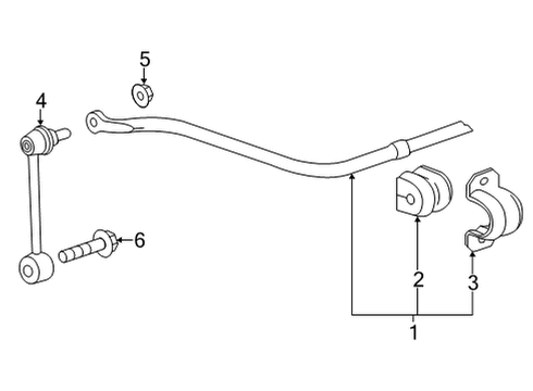 2022 Cadillac CT4 Stabilizer Bar & Components - Rear Stabilizer Bar Diagram for 84909467