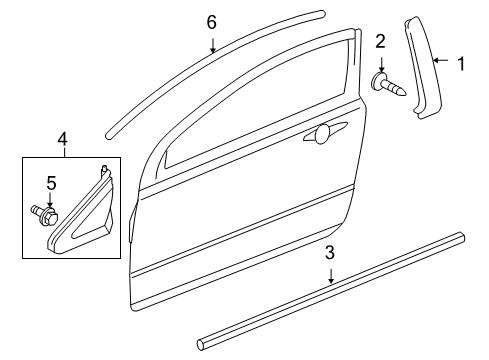 2011 Honda Civic Exterior Trim - Door Tape, R. FR. Door (Upper) (Outer) *NH70* (BLACK GLOSS 20) Diagram for 67326-SVA-A00ZA