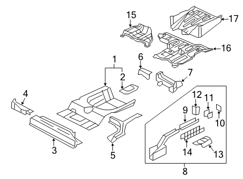 2010 Honda Civic Rear Body - Floor & Rails Frame, L. RR. Diagram for 65660-SVA-A02ZZ