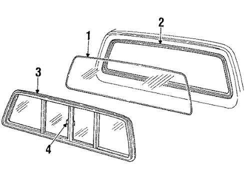 1991 Dodge W250 Back Glass & Hardware Latch-Sliding Window Diagram for 4773094AB