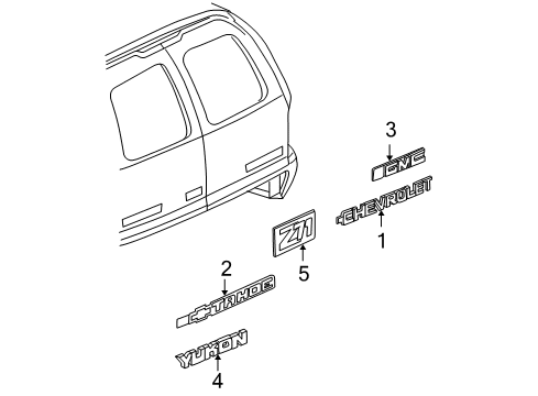 2000 GMC Yukon Exterior Trim - Back Door Molding Asm, Rear Door Lower Diagram for 12473117