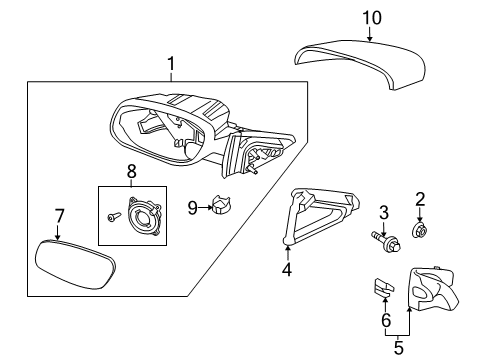 2010 Ford Taurus Mirrors Seal Diagram for AG1Z-17724-A