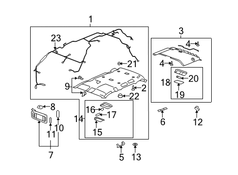 2008 GMC Yukon XL 2500 Interior Trim - Roof Lamp Asm-Cargo *Cashmere Diagram for 15931542