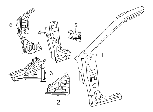 2020 Toyota Corolla Hinge Pillar Inner Hinge Pillar Diagram for 61023-02350