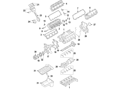 2009 Ford F-350 Super Duty Engine Parts, Mounts, Cylinder Head & Valves, Camshaft & Timing, Variable Valve Timing, Oil Cooler, Oil Pan, Oil Pump, Crankshaft & Bearings, Pistons, Rings & Bearings Lower Oil Pan Diagram for 3C3Z-6675-AA