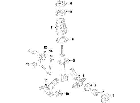 2005 Toyota Corolla Front Suspension Components, Lower Control Arm, Stabilizer Bar Strut Diagram for 48520-A9180