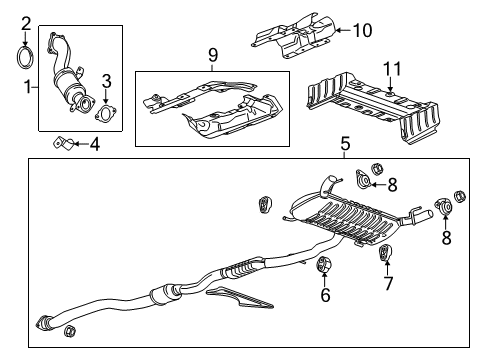 2018 Cadillac CTS Exhaust Components Muffler & Pipe Diagram for 23288499