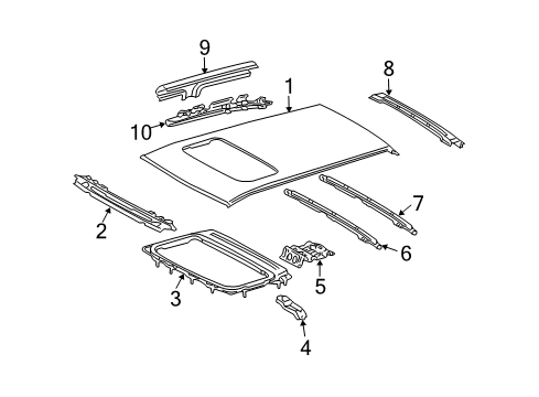 2007 Toyota Highlander Roof & Components Mount Bracket Diagram for 63139-48010