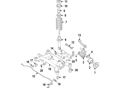 2016 BMW M6 Gran Coupe Rear Suspension Components, Lower Control Arm, Upper Control Arm, Ride Control, Stabilizer Bar Wheel Hub With Bearing, Rear Diagram for 33412284149