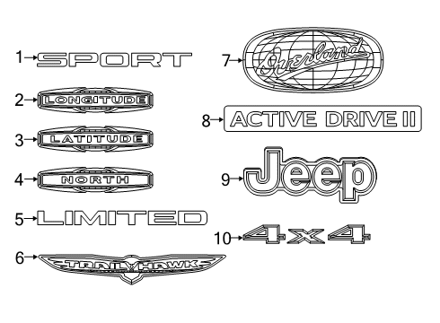 2022 Jeep Cherokee Exterior Trim - Lift Gate NAMEPLATE-LIFTGATE Diagram for 68232241AB