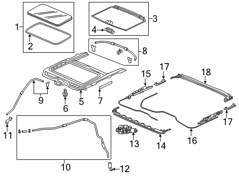 2019 Honda Passport Sunroof Link Assy L, Sunro Diagram for 70305-T2A-A01