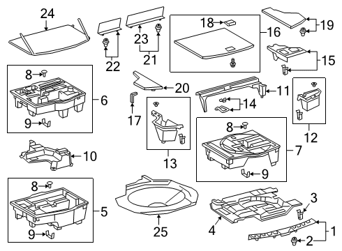 2021 Lexus UX250h Interior Trim - Rear Body Bracket Deck Board Diagram for 58415-76020