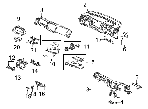 2005 Honda Civic Cluster & Switches, Instrument Panel Outlet Assy., Passenger *NH167L* (GRAPHITE BLACK) Diagram for 77645-S5A-A11ZA