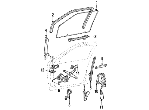 1988 Mercury Sable Front Door Glass & Hardware Handle, Inside Diagram for E8DZ5422600CHRM