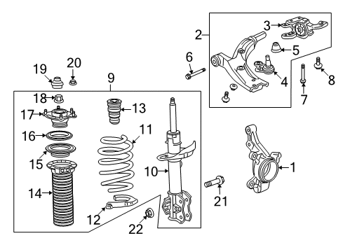 2012 Acura RDX Front Suspension Components, Lower Control Arm, Stabilizer Bar Knuckle, Left Front Diagram for 51216-STK-A01
