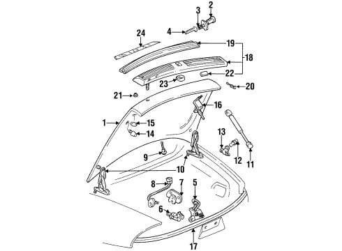 1995 Oldsmobile Aurora Trunk Lamp Asm-Rear Compartment Courtesy Diagram for 25555965