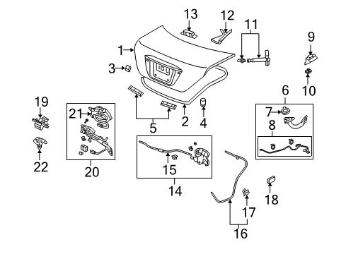 2005 Acura RL Trunk Arm B Assembly, Passenger Side Trunk Hinge Diagram for 68613-SJA-A00