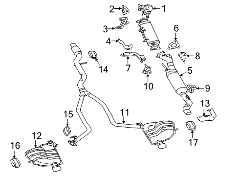 2014 Jeep Grand Cherokee Exhaust Components Exhaust Muffler And Tailpipe Diagram for 68276648AA