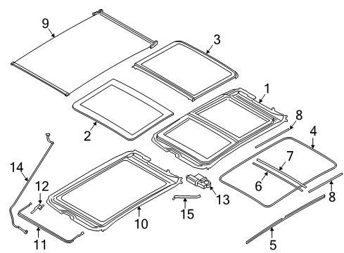 2018 BMW X1 Sunroof Gasket, Glass Cover, Rear Diagram for 54107391795