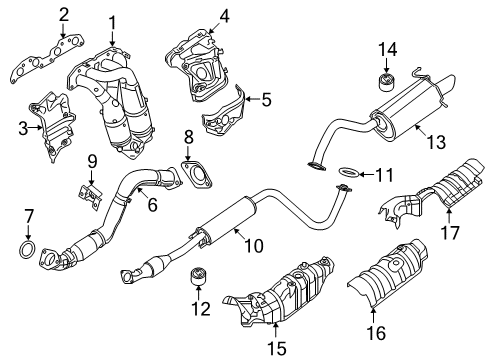 2010 Nissan Sentra Exhaust Components, Exhaust Manifold Exhaust Tube Front W/Catalyst Diagram for 20010-ZT61A