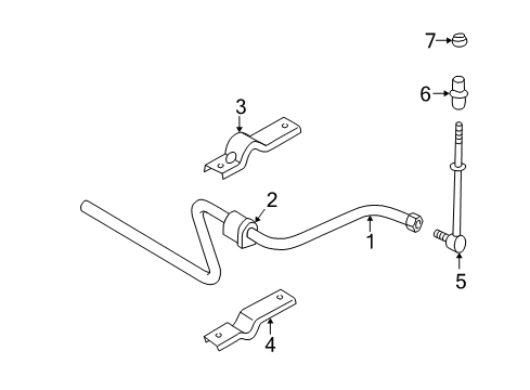 2004 Dodge Intrepid Stabilizer Bar & Components - Rear BUSHING-SWAY Bar Diagram for 4782857AA