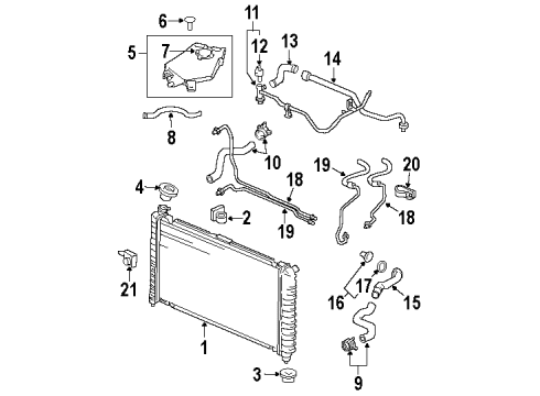 2004 Oldsmobile Silhouette Radiator & Components Cooler Line Holder Diagram for 10422738