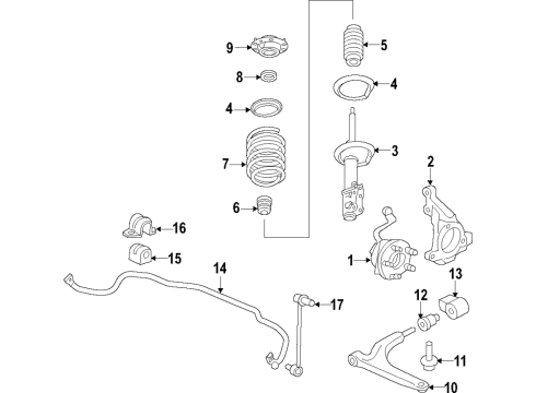 2019 Chevrolet Malibu Front Suspension Components, Lower Control Arm, Stabilizer Bar Lower Control Arm Diagram for 84198831