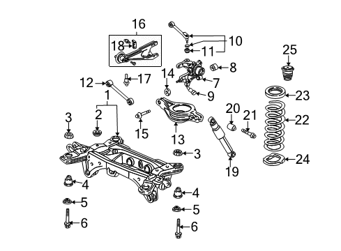 2007 Honda Pilot Rear Suspension Components, Lower Control Arm, Upper Control Arm, Stabilizer Bar Spring, Rear Diagram for 52441-S9V-A01