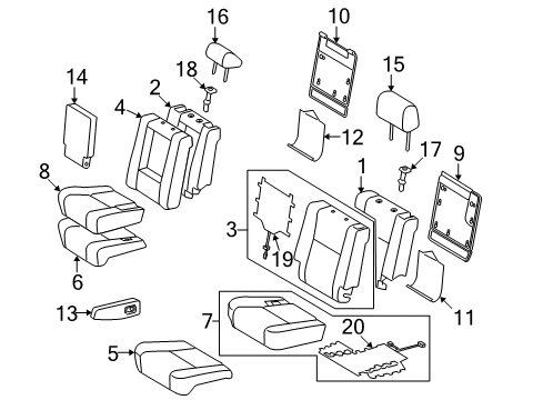 2008 Toyota Sequoia Heated Seats Seat Back Cover Diagram for 71095-0C010-B0