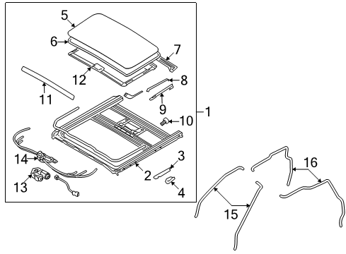 2009 Kia Borrego Sunroof Sunshade Assembly-Sunroof Diagram for 816662J000H9